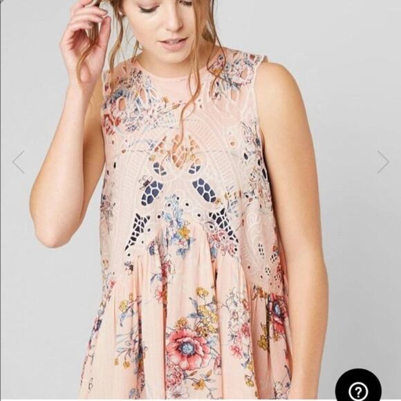 Gimmicks Open Back Pink Floral Lace Tank - XS - Picture 1 of 5